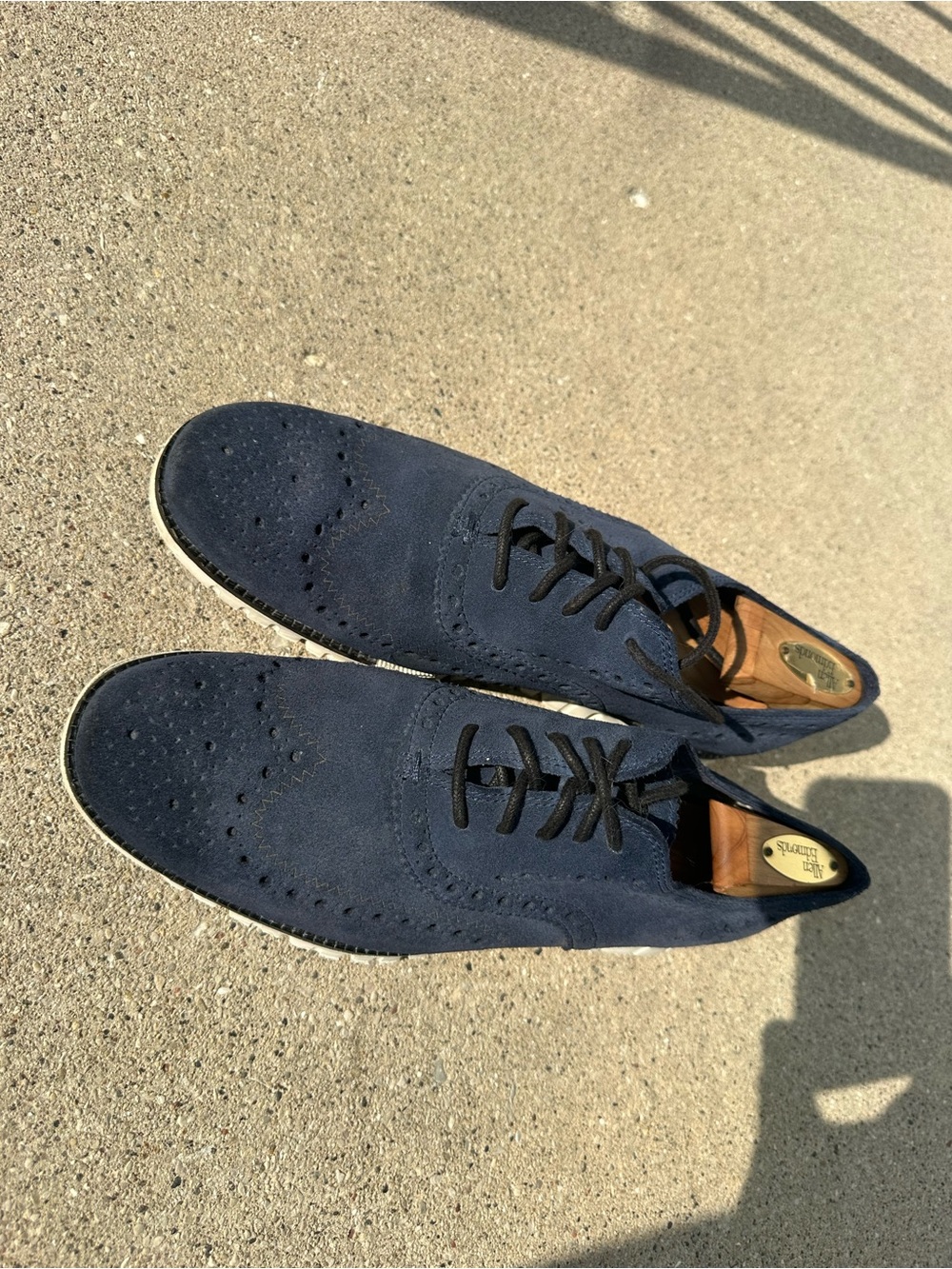 Cole Haan Navy Suede Wingtip Oxfords